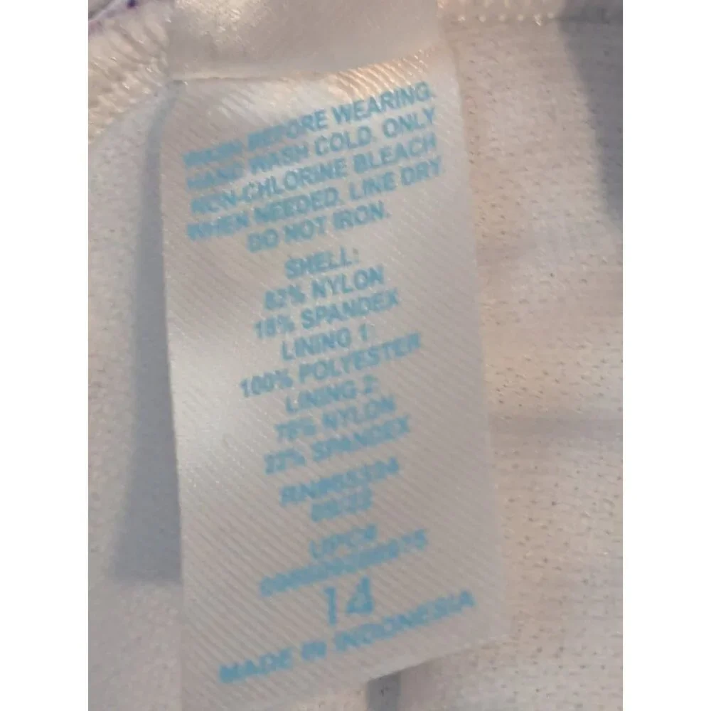 Bal Barbour Womens Swimsuit 14‎ One Piece V Neck, Blue & White Geometric - Picture 13 of 16